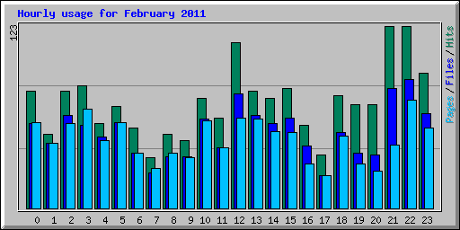 Hourly usage for February 2011